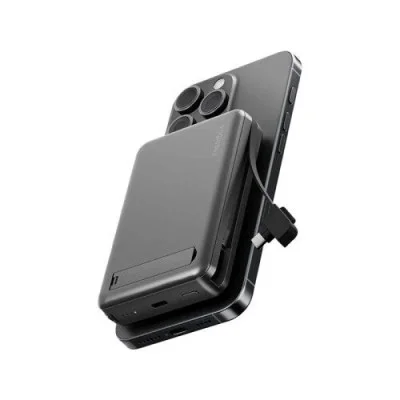 Energea Magpac Pro Plus, 10000Mah Magsafe Compatible Qi2 Power Bank With Built-In Cable And Stand - Gun